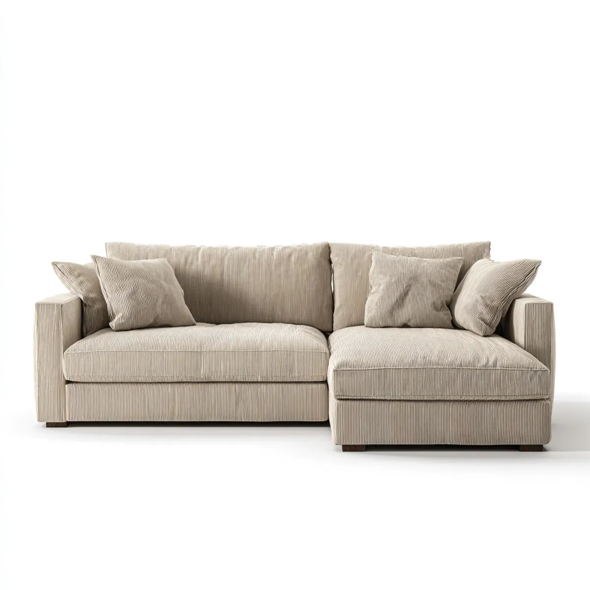 Sofa, Kanapa narożna z prawym beżowym aksamitem półwyspu 250 x 160 x 85 cm
