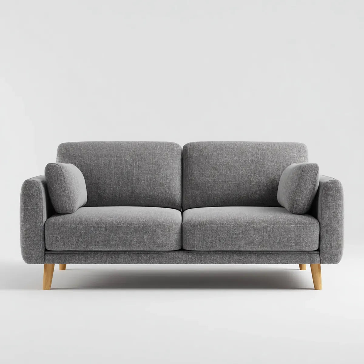 Sofa 2 umieszcza szary 160 x 82 x 84 cm w poliestrze z nogami w litym prostokątnym drewnie hewea