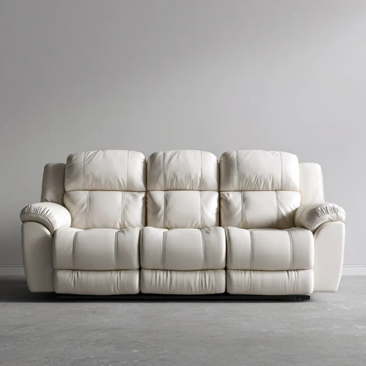 Sofa 3 miejsca białe w prostokątnym poliuretanie 220 x 95 x 102 cm