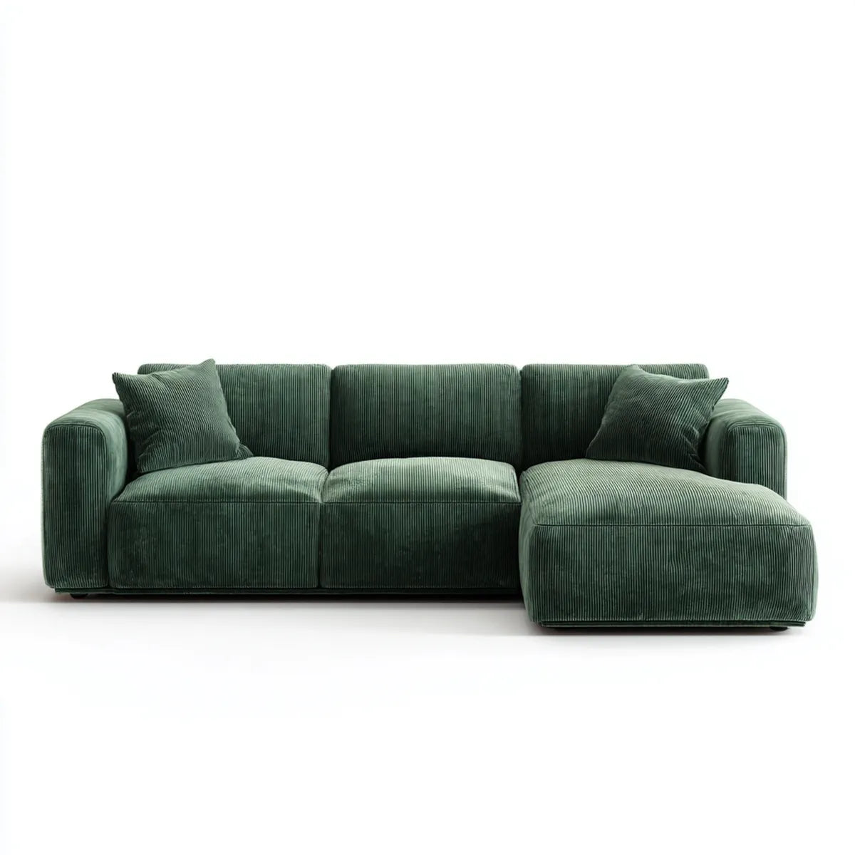 Sofa, Kącik sofa 3 miejsca zielony aksamit drewna na koszt poliestru 260 x 160 x 85 cm