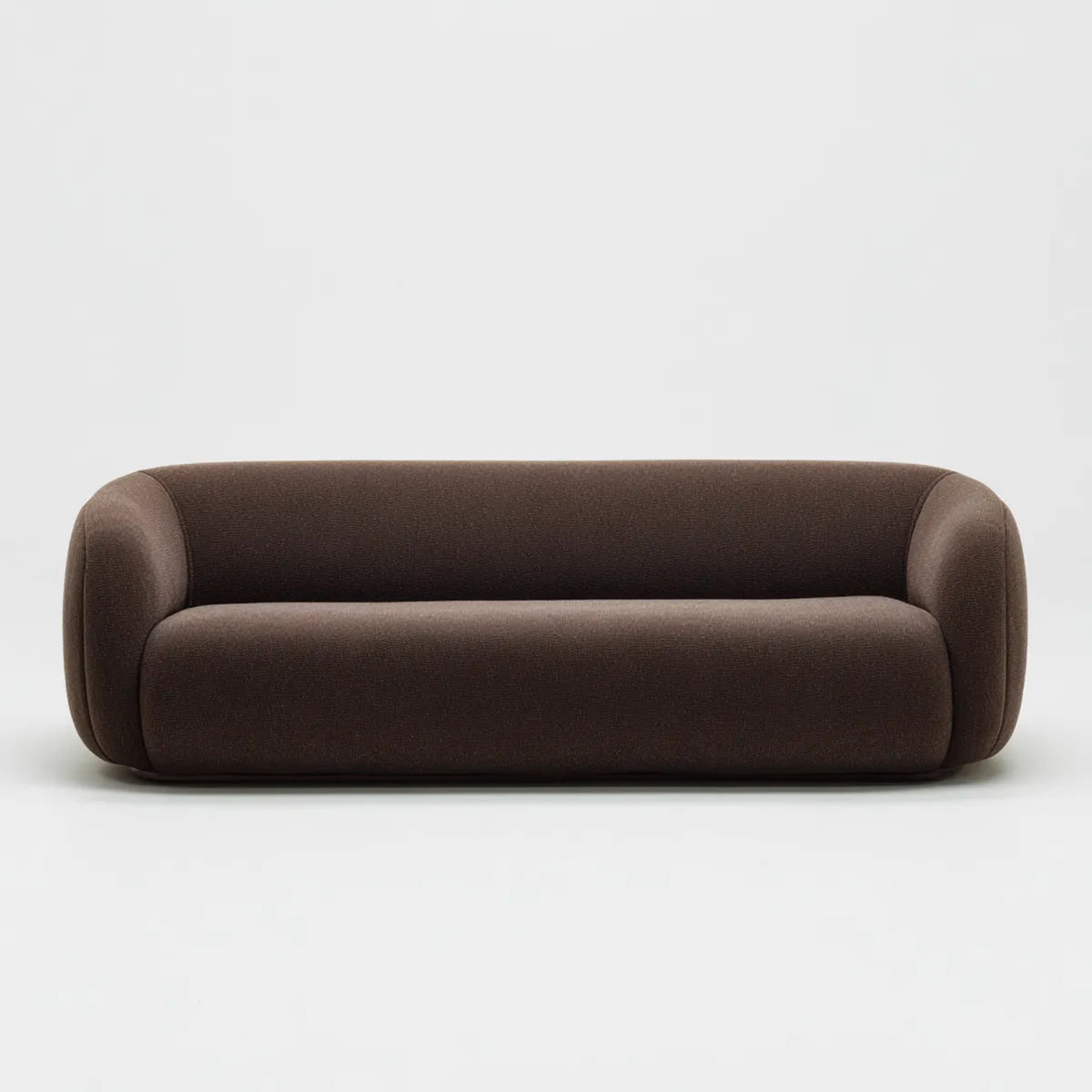 Sofa 2 brązowe miejsca 180 x 90 x 72 cm w poliestrze o zaokrąglonym kształcie