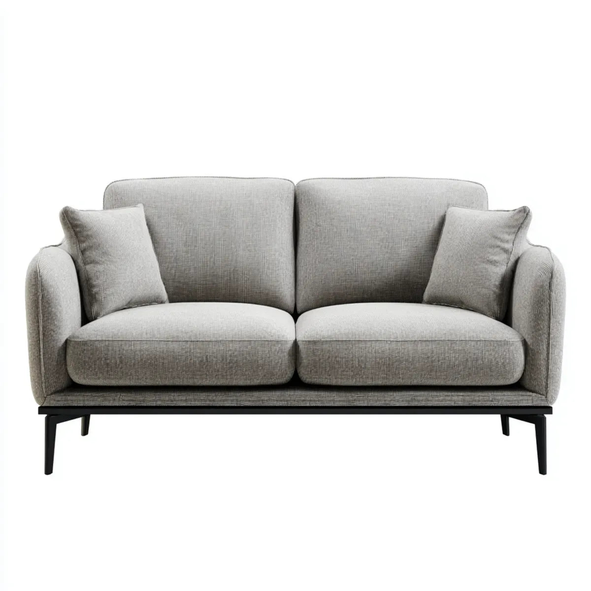 Sofa 2 umieszcza jasnoszary 160 x 88 x 85 cm w poliestrze ze stalowych nóg prostokątna kształt