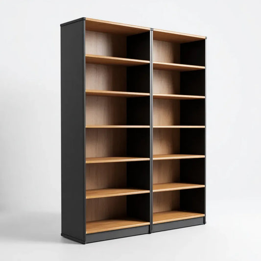 Regał, Zestaw biblioteczny z 2 dębów czarnych i lekkich 160 x 30 x 180 cm prostokątnych melaminowanych paneli cząstkowych
