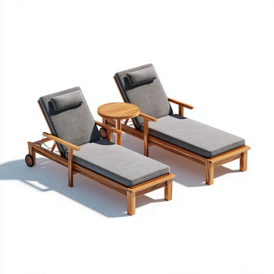 Leżak ogrodowy, Zestaw 2 kąpielisk w drewnie d, 200 x 70 cm