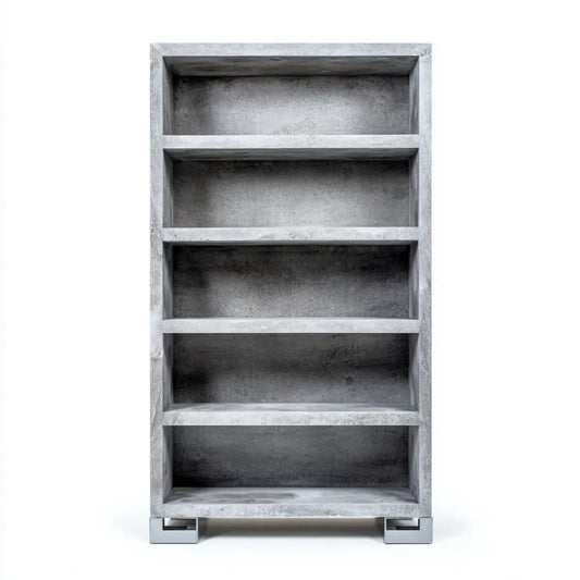 Regał, 5 szarych betonowych prostokątnych niszy włóknistych 80 x 35 x 180 cm