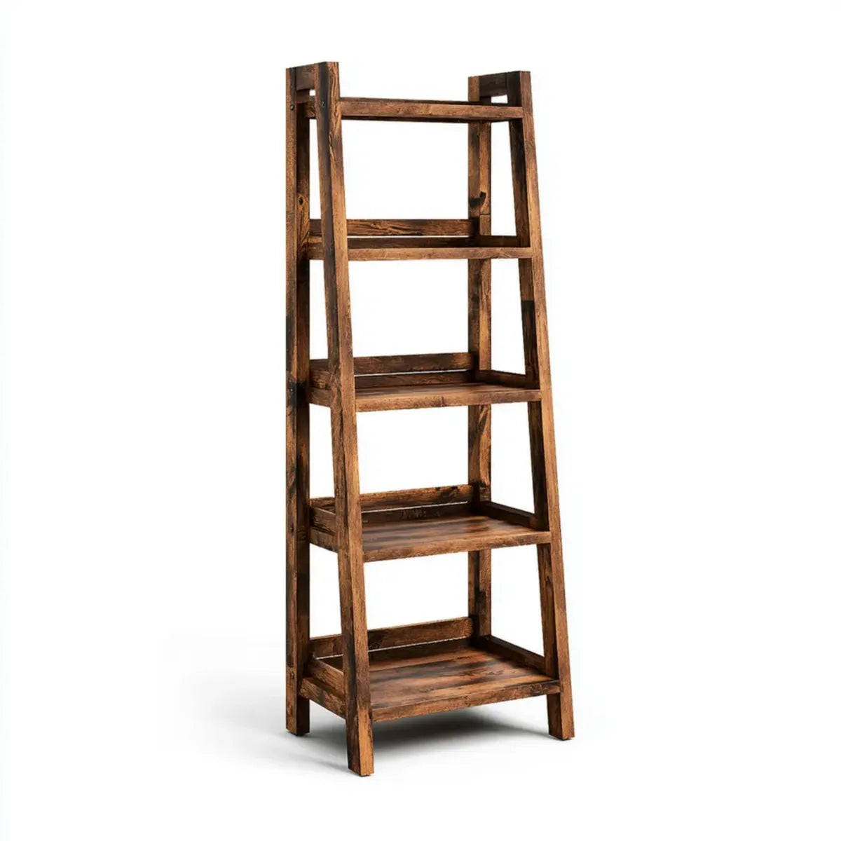 Regał, Półka z zakładką 4 poziomy brązowe lite drewno mango drzewo trapezoidalne kształt 60 x 40 x 180 cm