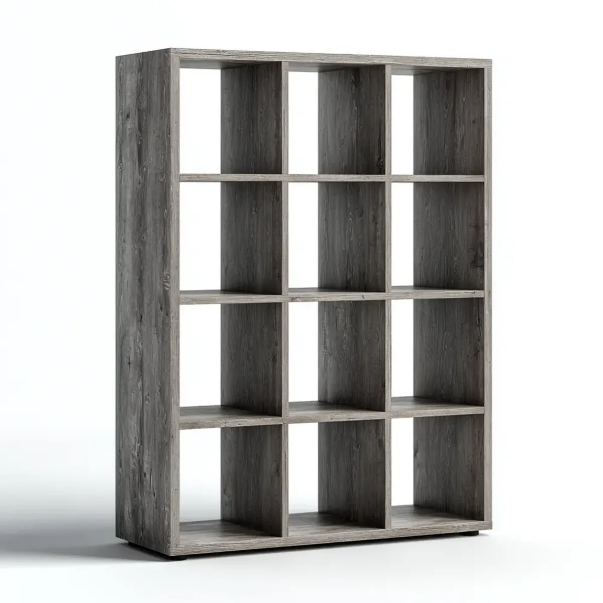 Regał, 12 przedziałów biblioteki szarego dębu 120 x 30 x 180 cm w prostokątnej płycie wiórowej