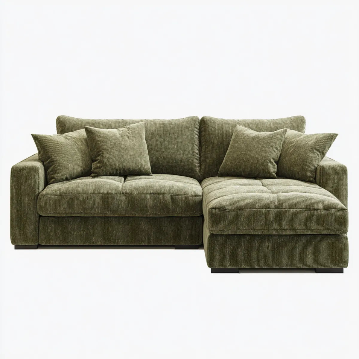 Sofa narożna z oliwkowym zielonym na prawo 245 x 160 x 85 cm poliestrowym sznurem kształt litery L