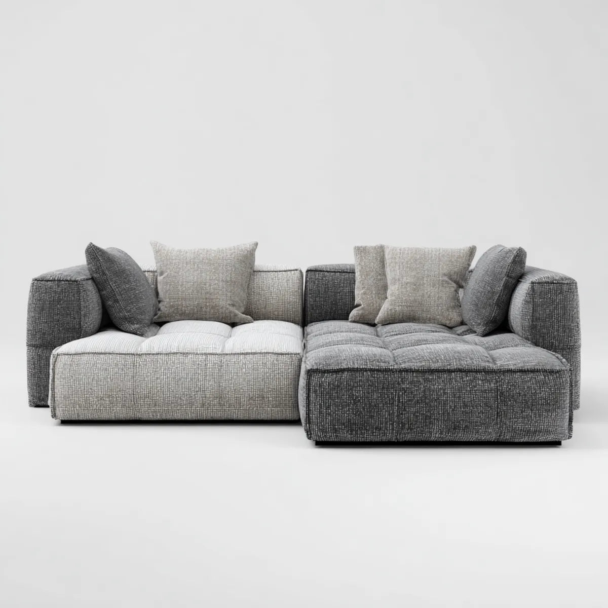 Sofa, Modułowa szara fotel z polipropylenu 280 x 180 x 75 cm