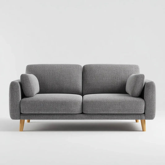 Sofa 2 umieszcza szary 160 x 82 x 84 cm w poliestrze z nogami w litym prostokątnym drewnie hewea