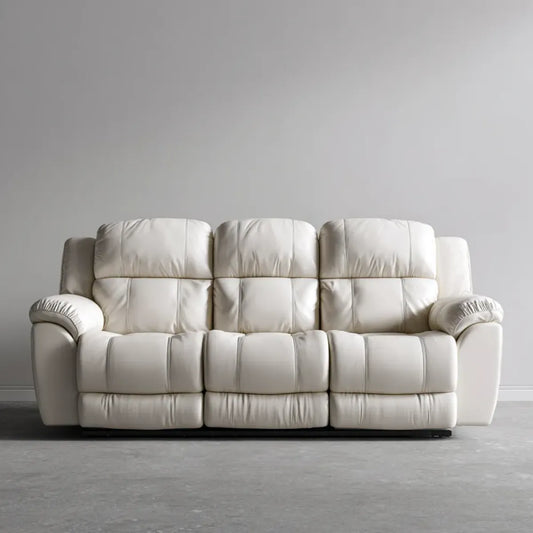 Sofa 3 miejsca białe w prostokątnym poliuretanie 220 x 95 x 102 cm