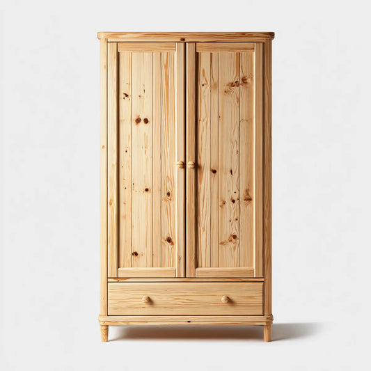 Szafa z 2 drzwiami i szufladą Przyroda 100 x 55 x 190 cm Pine lite drewno prostokątne
