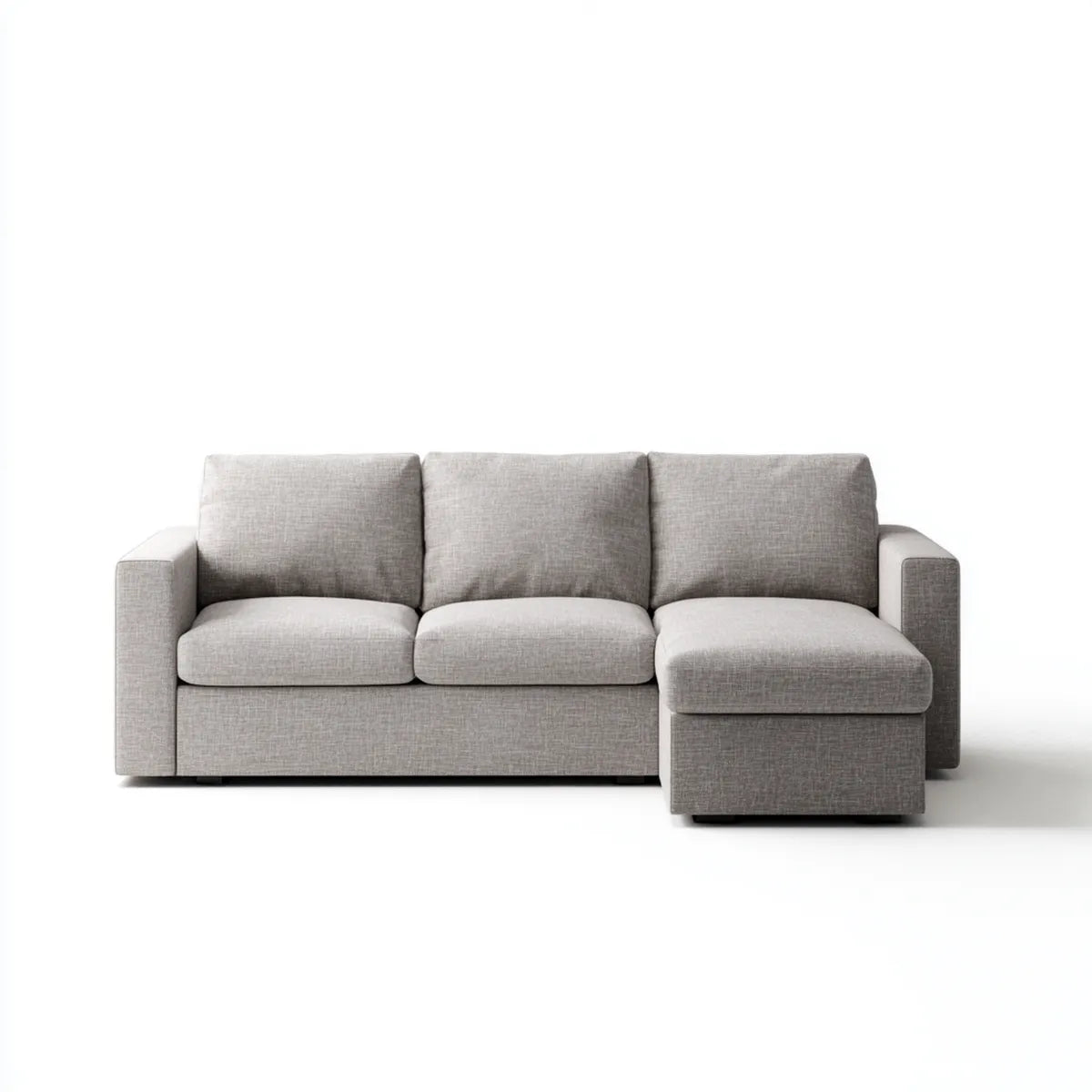 Sofa, Kanapa narożna 3 fotele z krzesełkiem z prawej strony szary 230 x 150 x 85 cm w kształcie poliestru L