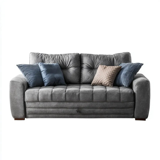 Sofa, Łóżko sofa 3-osobowa ciemnoszary 210 x 95 x 90 cm poliestrowy mikrofiber prostokątna