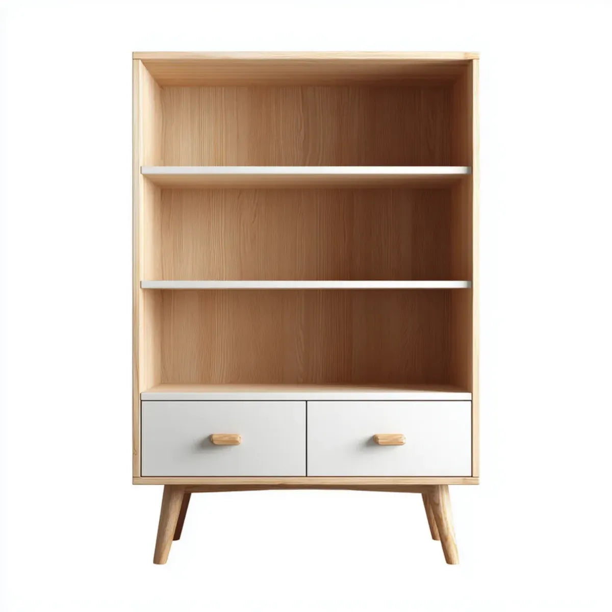 Regał, Łóżka z 2 szufladami, biały i dębowy 80 x 35 x 160 cm, z prostokątnego dębu pokrytego MDF