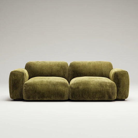 Sofa 2 oliwkowy zielony aksamitny sofa z prostokątnym poliestrowym 220 x 95 x 78 cm