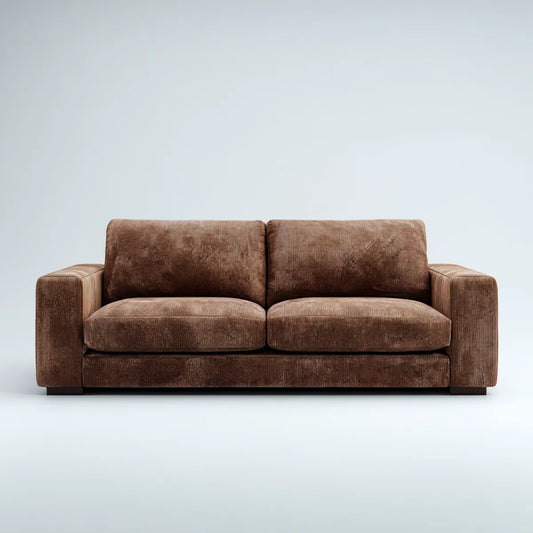 Sofa 2 brązowe, aksamitne fotele w prostokątnym 180 x 90 x 85 cm