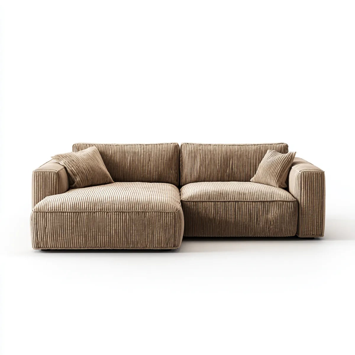 Sofa, Modułowa sofa 2 beżowy gołąb w aksamicie z poliestrowym kształtem żebrowanym 250 x 105 x 78 cm