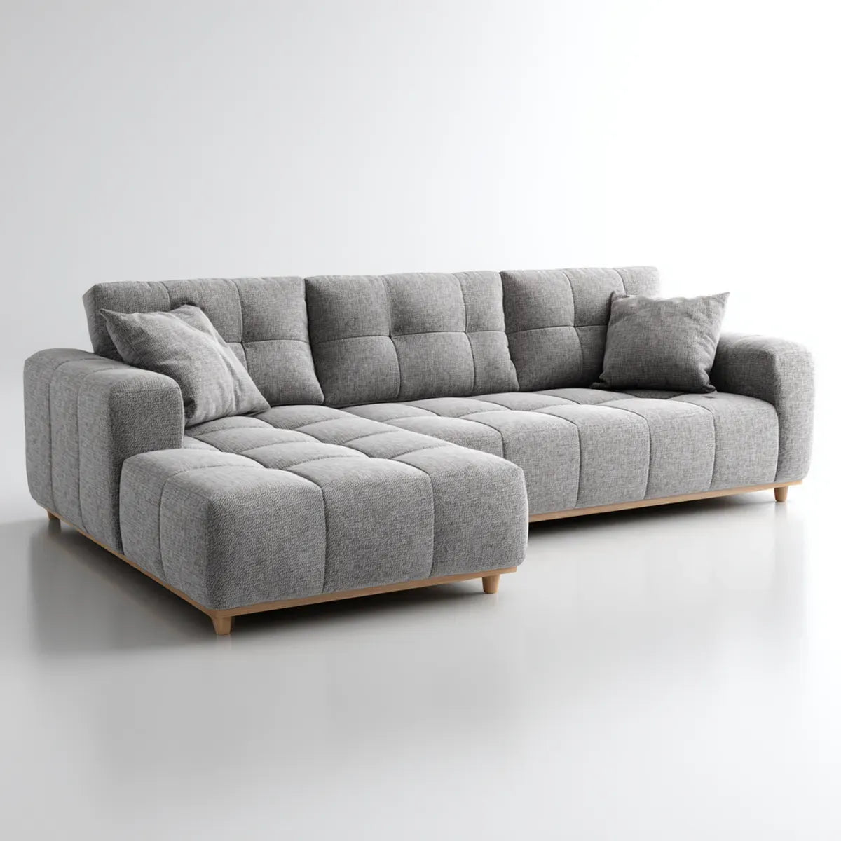 Sofa, Kanapa narożna z szewcem z poliestru 270 x 160 x 85 cm