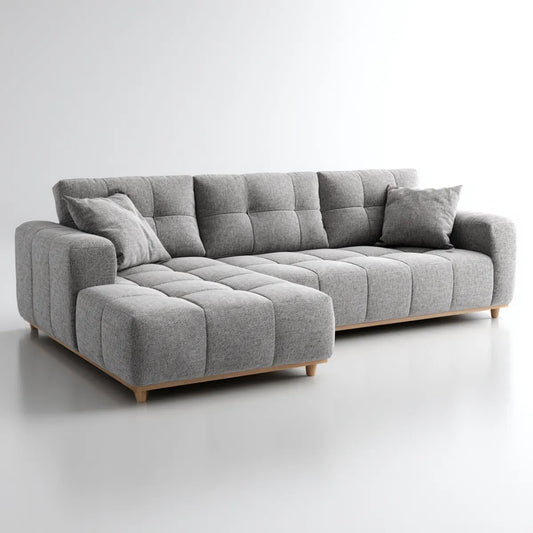 Sofa, Kanapa narożna z szewcem z poliestru 270 x 160 x 85 cm