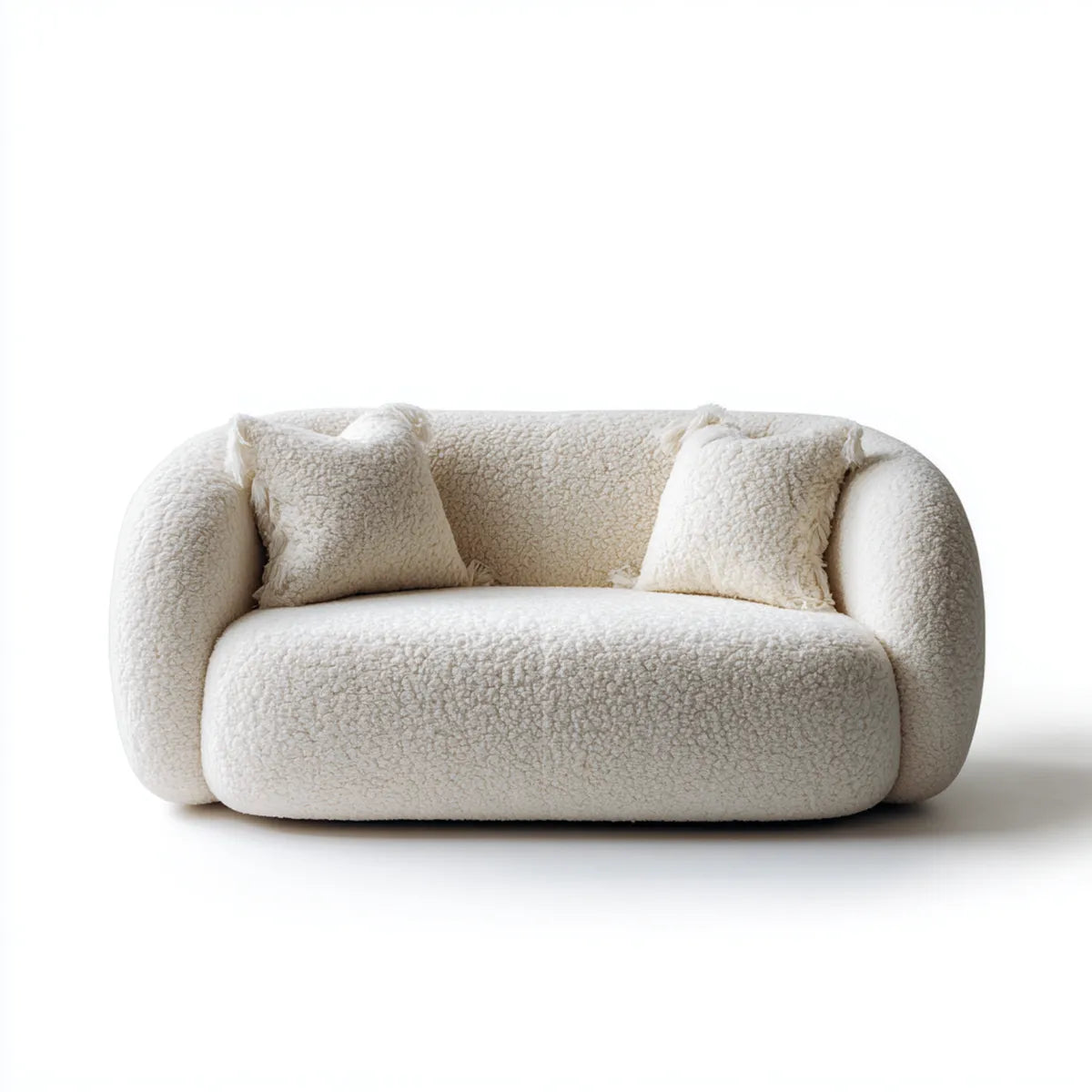 Sofa 2 umieszcza kość słoniową booklé w zaokrąglonym kształcie poliestru 180 x 95 x 75 cm