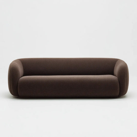 Sofa 2 brązowe miejsca 180 x 90 x 72 cm w poliestrze o zaokrąglonym kształcie
