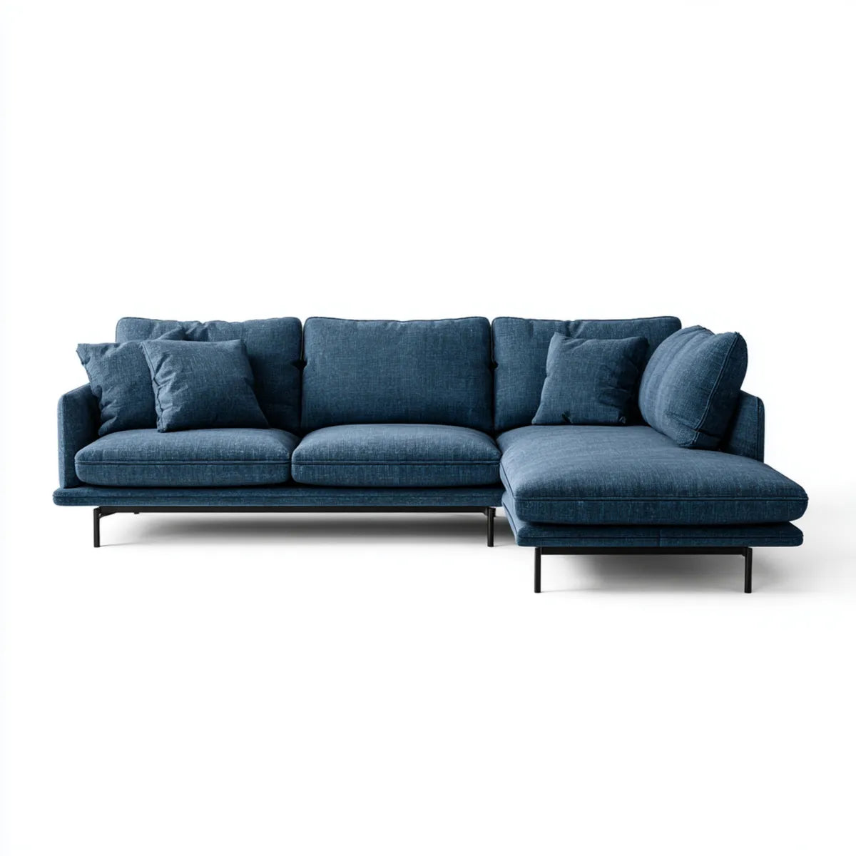 Sofa, Kanapa narożna z szewcem z prawej marynarki 280 x 160 x 85 cm w kształcie poliestru i stali L